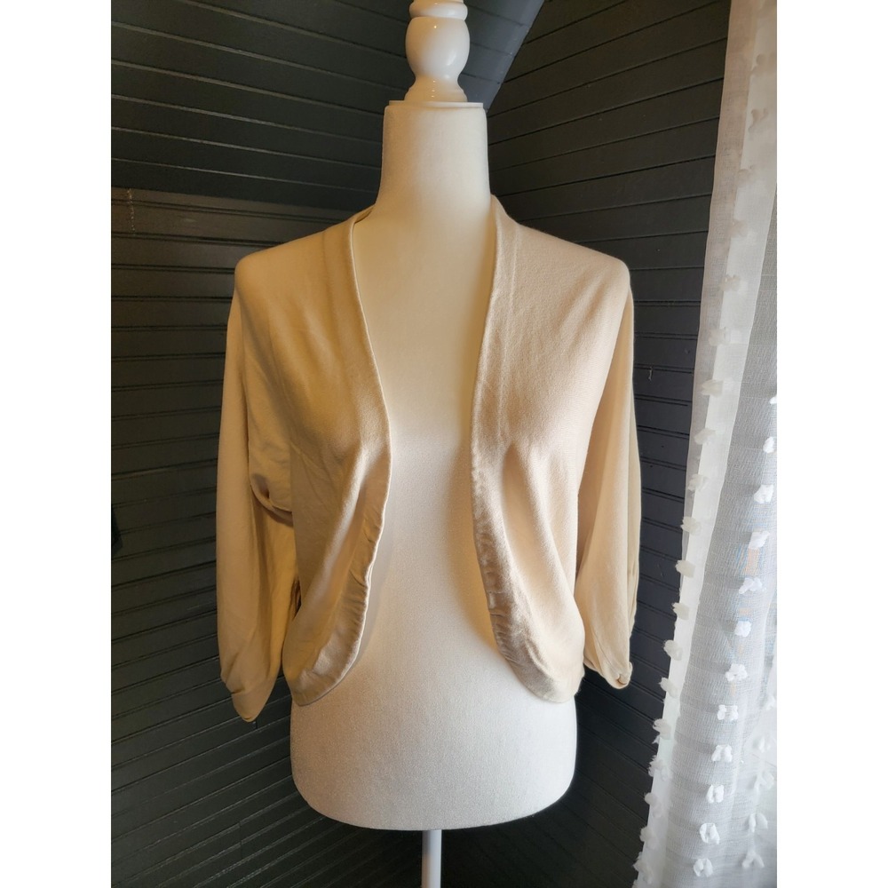 Women's Ann Taylor Bubble Sleeve Cardigan - Size Medium (Silk / Linen Blend)